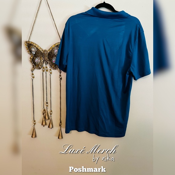 Perry Ellis  Men's Blue Two-Button Short-Sleeve Polo Shirt - Size Large - Picture 2 of 4